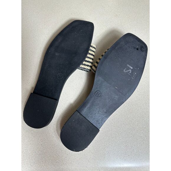 Report Women's Size 11 Woven Black/Tan Slide Sandals - Picture 3 of 3